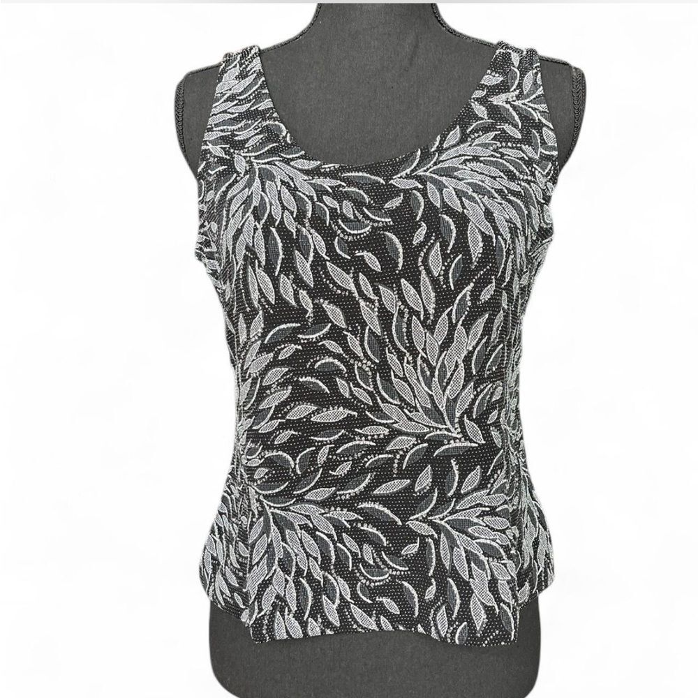 Alex Evenings Black and White Patterned Sparkly Top SP